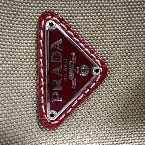 Authentic Prada Pouch in Red Leather and Canvas - Picture 8 of 10